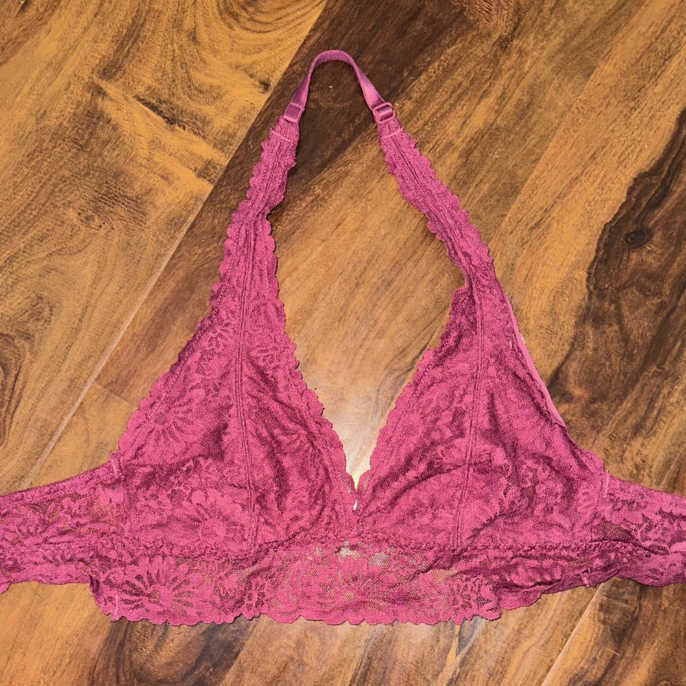 PINK Victoria's Secret Lace Bralette in Rich Pink